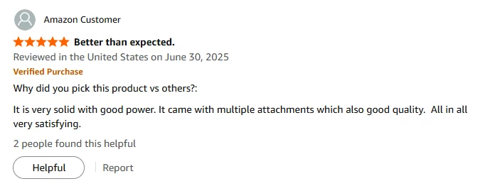 Customer review describing the VC-16A as better than expected